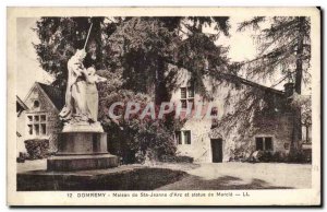 Domremy Postcard Old House Ste Jeanne d & # 39arc and statue of Mercia