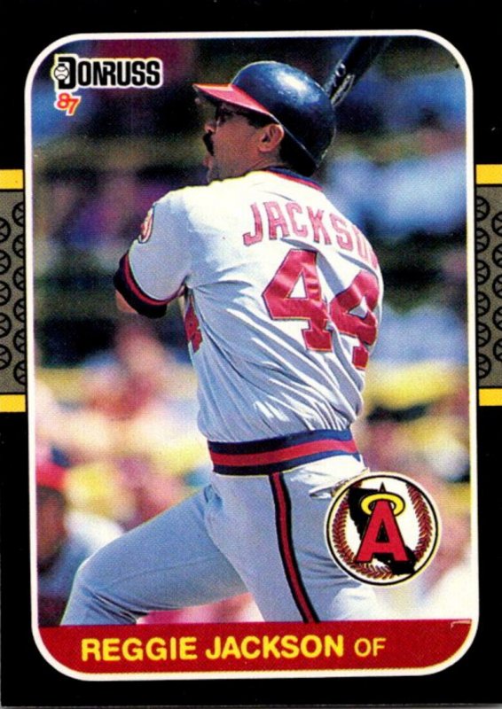 1987 DONRUSS Baseball Card Reggie Jackson OF California Angels sun0532