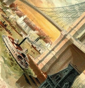 1880s-90s Clark's ONT Spool Cotton Brooklyn Bridge Steamships #5 B