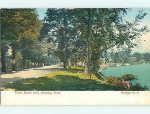 Unused Pre-1907 FRONT STREET ALONG RIVER Owego New York NY t3279