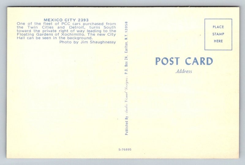 Mexico City  Trolley Railway #2393  Postcard