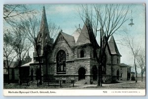 Grinnell Iowa IA Postcard M.E. Methodist Episcopal Church Exterio 1910 Antique