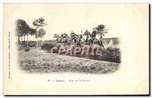 Old Postcard Horse Riding Equestrian Saumur jump the river