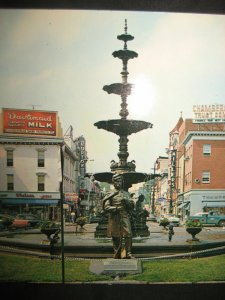 1950s Memorial Fountain Public Square Chambersburg PA Civil War Antique Postcard