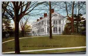 Quincy Illinois~Historical Society Home~Roadside View~Georgian~c1910 Postcard