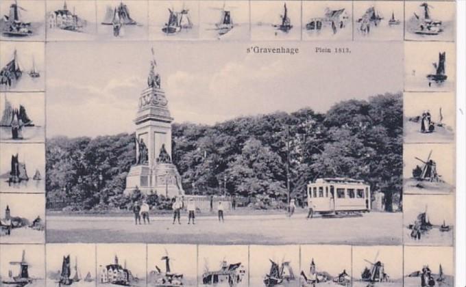 Netherlands Gravenhage Plein 1813 Monument and Trolley