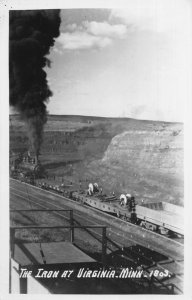 J82/ Virginia Minnesota RPPC Postcard c1930s The Iron Railroad Cars  82