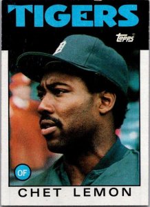 1986 Topps Baseball Card Chet Lemon Detroit Tigers sk2613