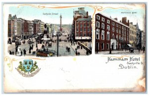 c1910 Hammam Hotel Sackville Street Dublin Ireland Multiview Postcard