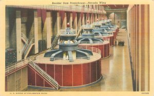 Nevada Boulder (Hoover) Dam Powerhouse Linen Postcard Unused