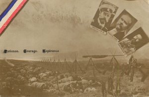 WWI Postcard Sleeping Or Dead On Battlefield Czar Nicholas Poincare George V