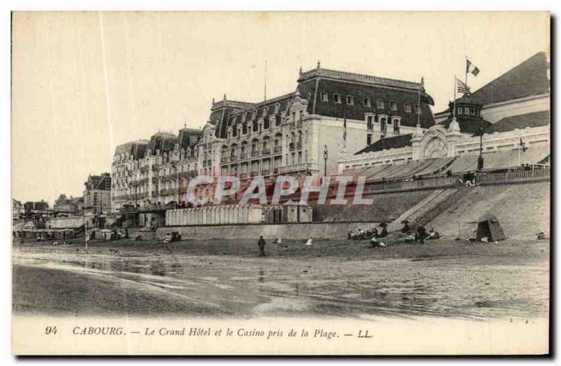 Old Postcard Cabourg Grand Hotel and Casino Taken from The Beach