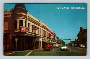 Los Gatos CA-California, Rexall Drug Store, Ice Cream, 1950's Cars Postcard 