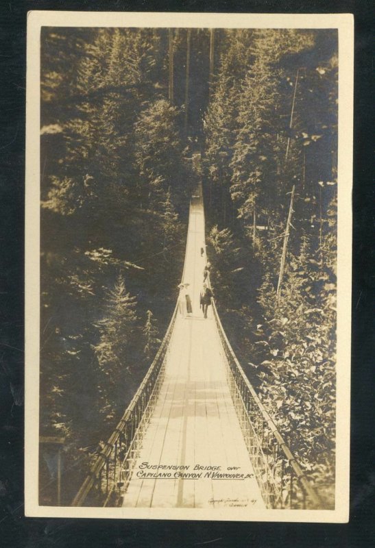 RPPC VANCOUVER BRITISH COLUMBIA PAPILANO CANYON BRIDGE REAL PHOTO POSTCARD