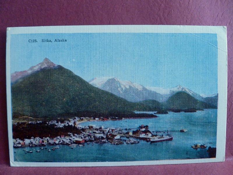 Old Postcard 1920's Airvew of  Sitka, AK