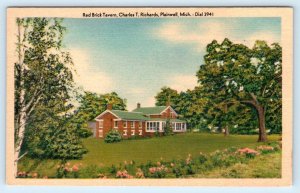 PLAINWELL, Michigan MI~Roadside RED BRICK TAVERN Charles Richards 1940sPostcard
