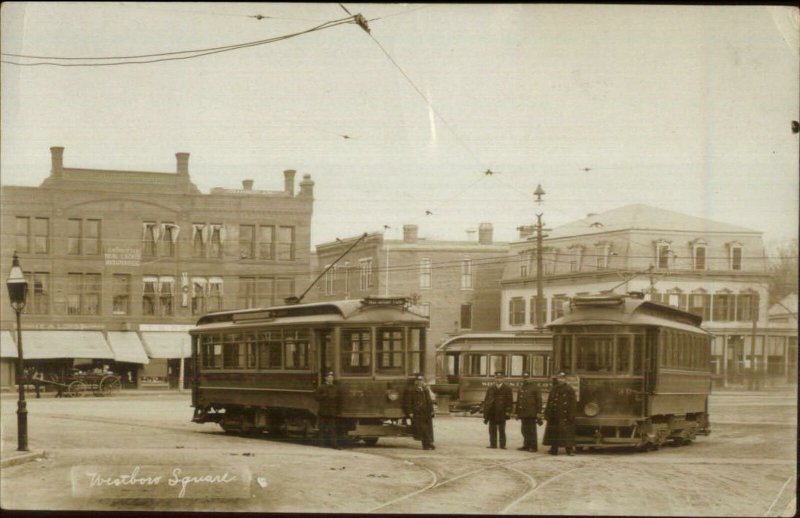 Westboro MA Beautiful Trolley Scene in the Square 1909 Used Postcard