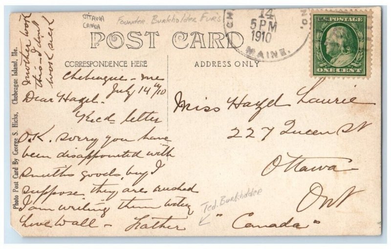 1910 Ted Burkholder Fur Founder Forest View Ottawa Canada RPPC Photo Postcard