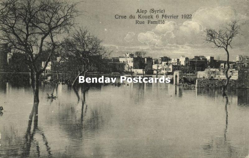 syria, ALEP ALEPPO, Floods of 1922, Crue du Kouek, Rue Familié 1922 Varjabédian