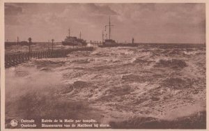 Ostende Belgium Disaster Storm Postcard