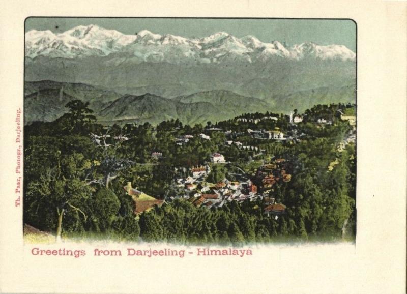 british india, DARJEELING, Himalayas, Panorama (1899) Court Card