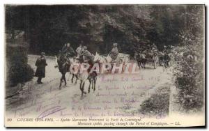 Postcard Old Army Spahis Moroccans crossing the forest of Compiegne