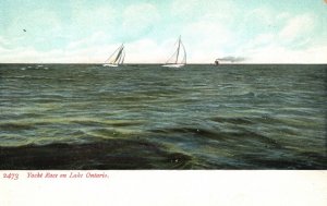 Vintage Postcard 1900's View of Yacht Race on Lake Ontario Canada CAN