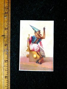 Lovely Fantasy Anthropomorphic Musician Horn Bugle Victorian Card F34