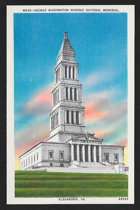 Washington Masonic Memorial Alexandria VA unused c1940's