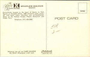 Statler Hilton Building Downtown Boston Massachusetts Chrome Postcard 