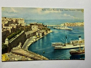 POSTED  VINTAGE POSTCARD -  MALTA GRAND HARBOUR UPPER BARAKKA     (KK2480) 