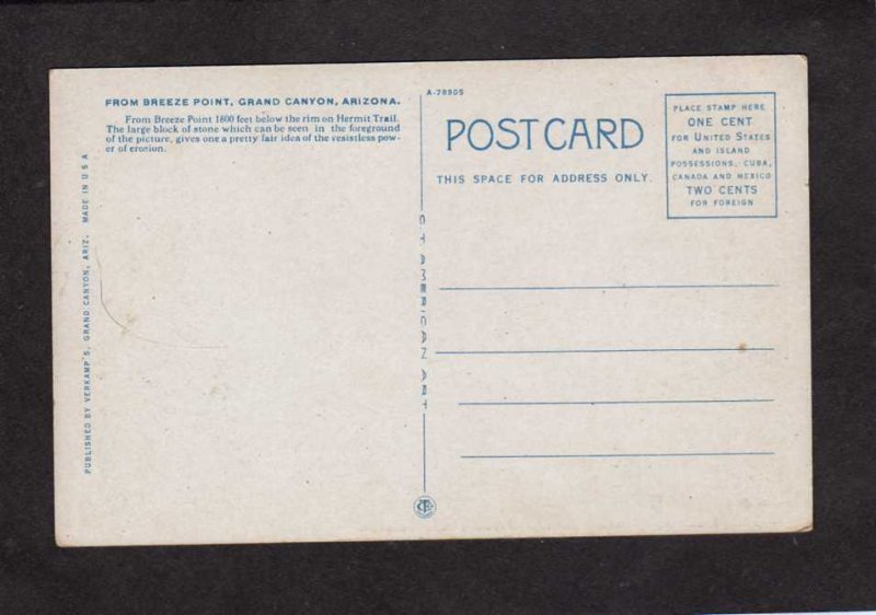 AZ Breeze Point Grand Canyon National Park Arizona Postcard