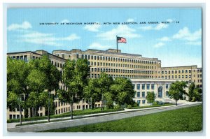 1955 University of Michigan Hospital, Ann Arbor Michigan MI Posted Postcard