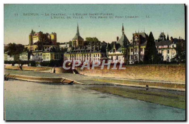 Old Postcard Saumur Chateau L & # 39Eglise Saint Pierre
