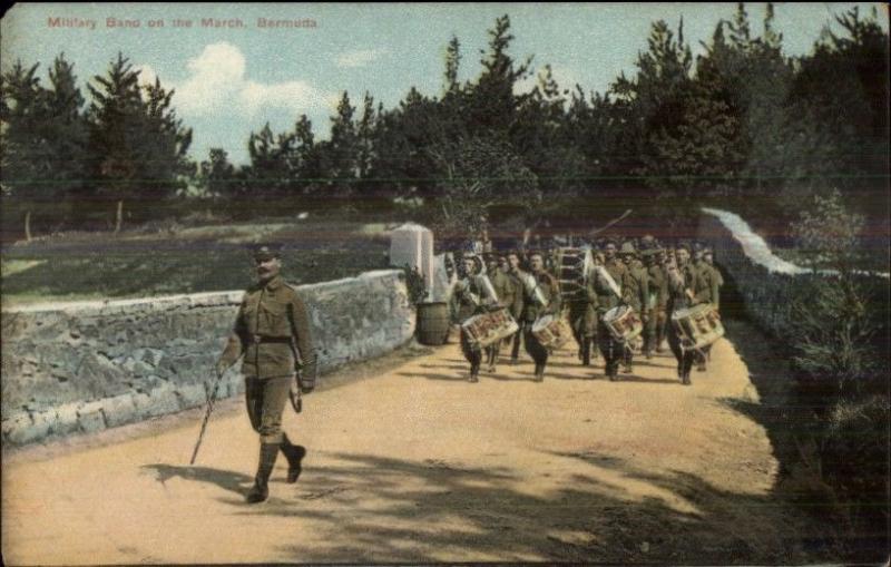 Bermuda Military Band on March c1910 Postcard