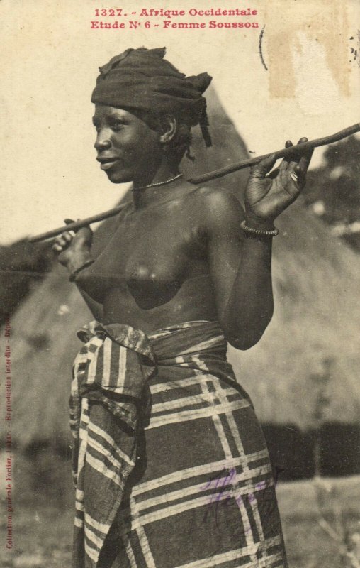 PC CPA ETHNIC NUDE FEMALE SOUSSOU TYPE, WESTERN AFRICA (b5319)