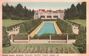 Vintage Postcard 1920's Sunken Garden McMaster Univ. Hamilton Ontario Canada