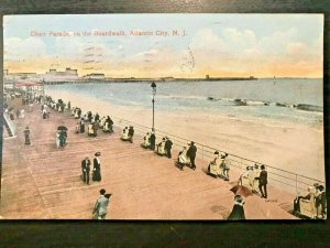 Vintage Postcard 1914 Chair Parade on the Boardwalk Atlantic City New Jersey