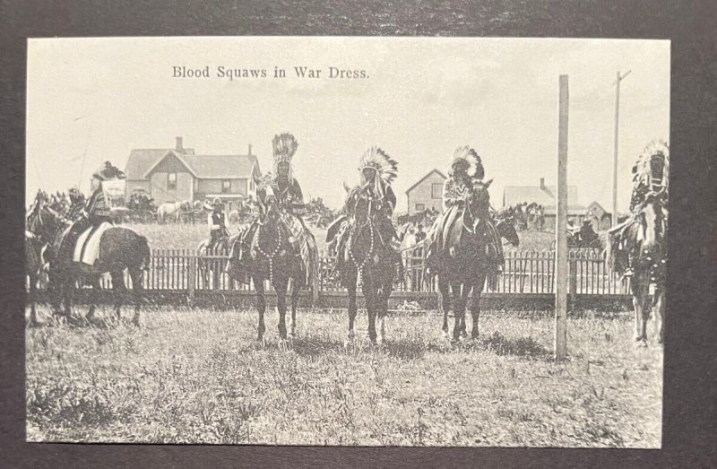 Mint USA Postcard Native American Indian Blood Squaws War Dress RPPC