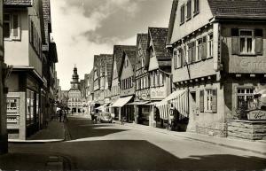 germany, KIRCHHEIM unter Teck, Marktstrasse, V.W. Beetle (1960) RPPC