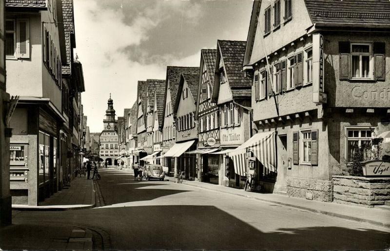 germany, KIRCHHEIM unter Teck, Marktstrasse, V.W. Beetle (1960) RPPC 