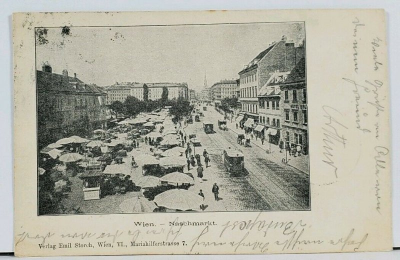 Wien Naschmarkt c1902 Austria Postcard I5