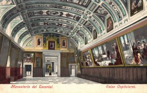 Vintage Postcard 1910's Monasterio Del Escorial Salas Capitulares Madrid Spain