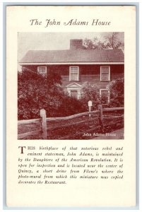 c1940's The John Adams House Birthplace Quincy Massachusetts MA Postcard