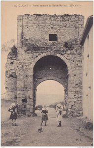 Cluny, Saône-et-Loire, France, 1900-1910s ; Porte romane de Saint-mayeul