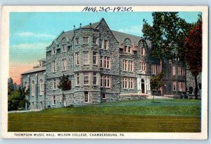 Chambersburg Pennsylvania PA Postcard Thompson Music Hall Wilson College c1920s