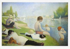 Seurat 'Bathers Asnieres' The National Gallery Artist Unused Art Postcard D30