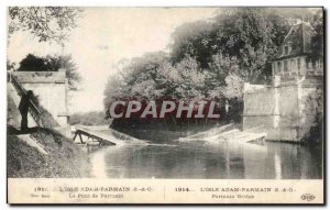 Postcard Old L & # 39Isle Adam Le Pont De Parmain Parmain Army