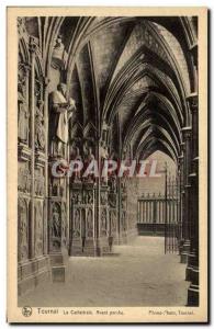 Old Postcard Belgium Tournai The Cathedral Front porch