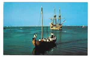 Plymouth Rock and Mayflower II Pilgrim Shaloop Boat 2 Vintage  Postcards